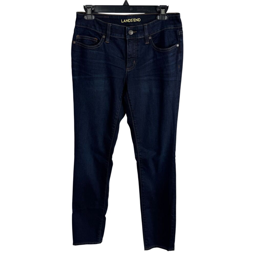 Lands End Women's Jeans Size 2 Not Too Low Rise Slim Dark Wash Blue Denim